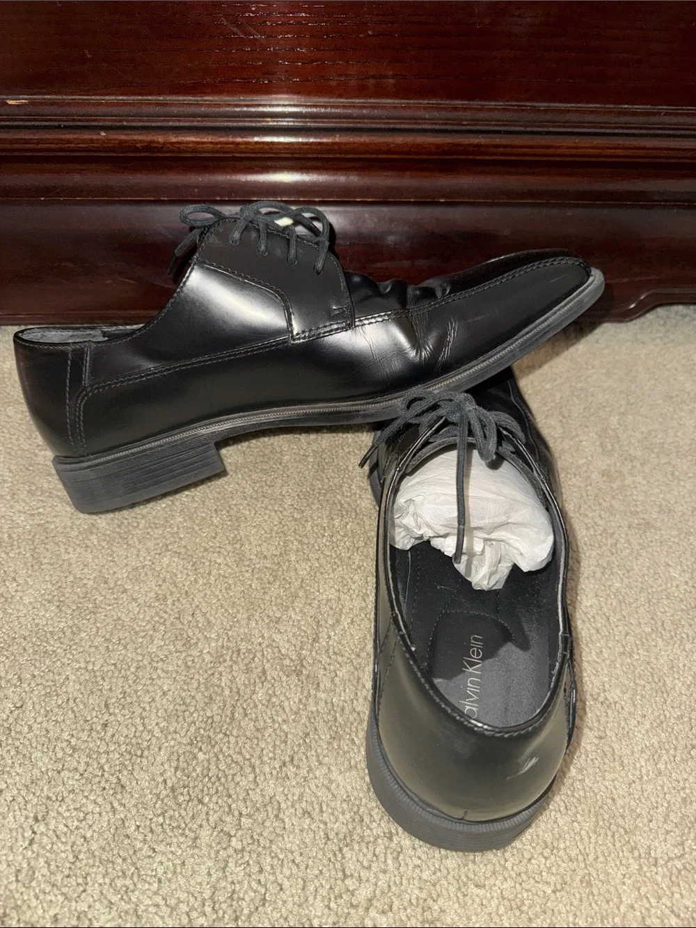 Calvin Klein Men’s Black Square-Toe Lace-Up Oxfords
